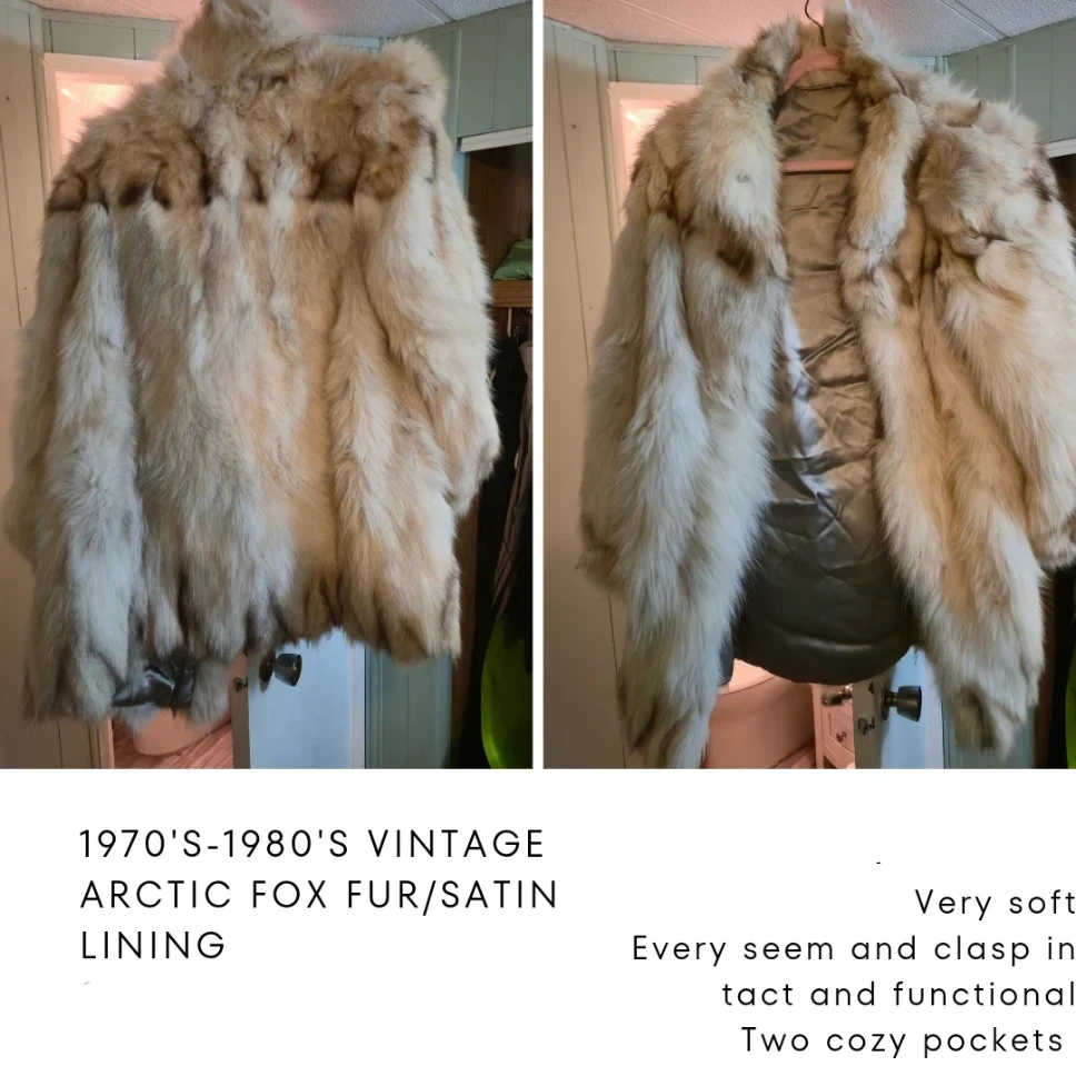 Vintage Arctic Fox Fur Coat, Size Small