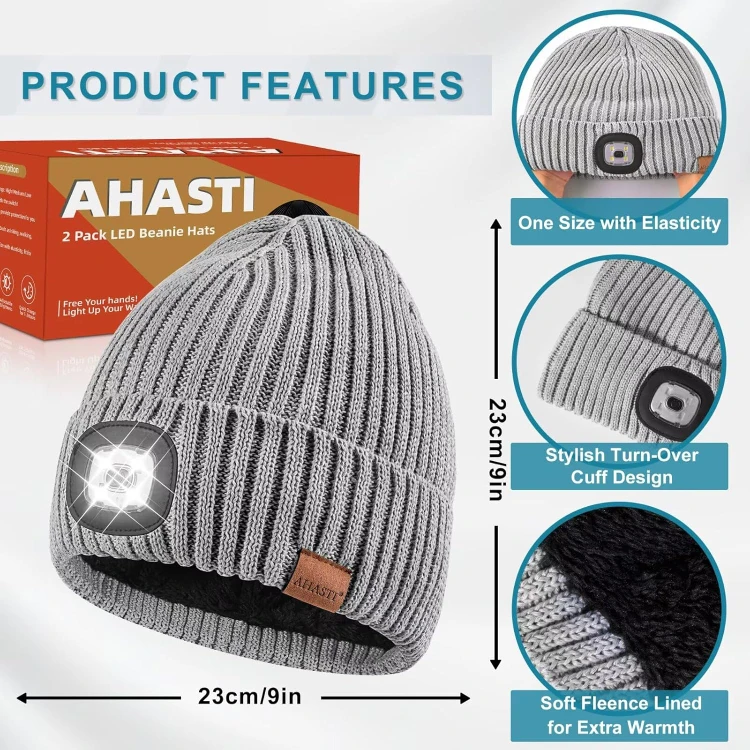 NEW 2pcs Pack Beanie with Light - photo 3