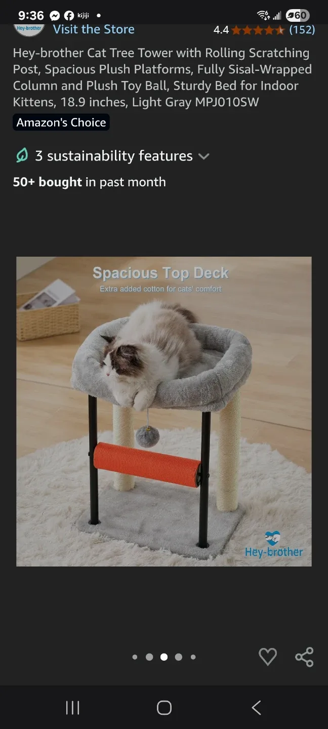 Cat Tree Tower with Rolling Scratching Post image indicator(2)