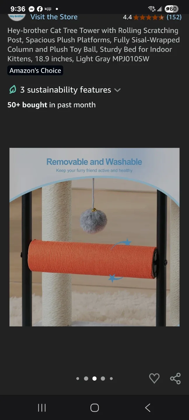 Cat Tree Tower with Rolling Scratching Post image indicator(5)