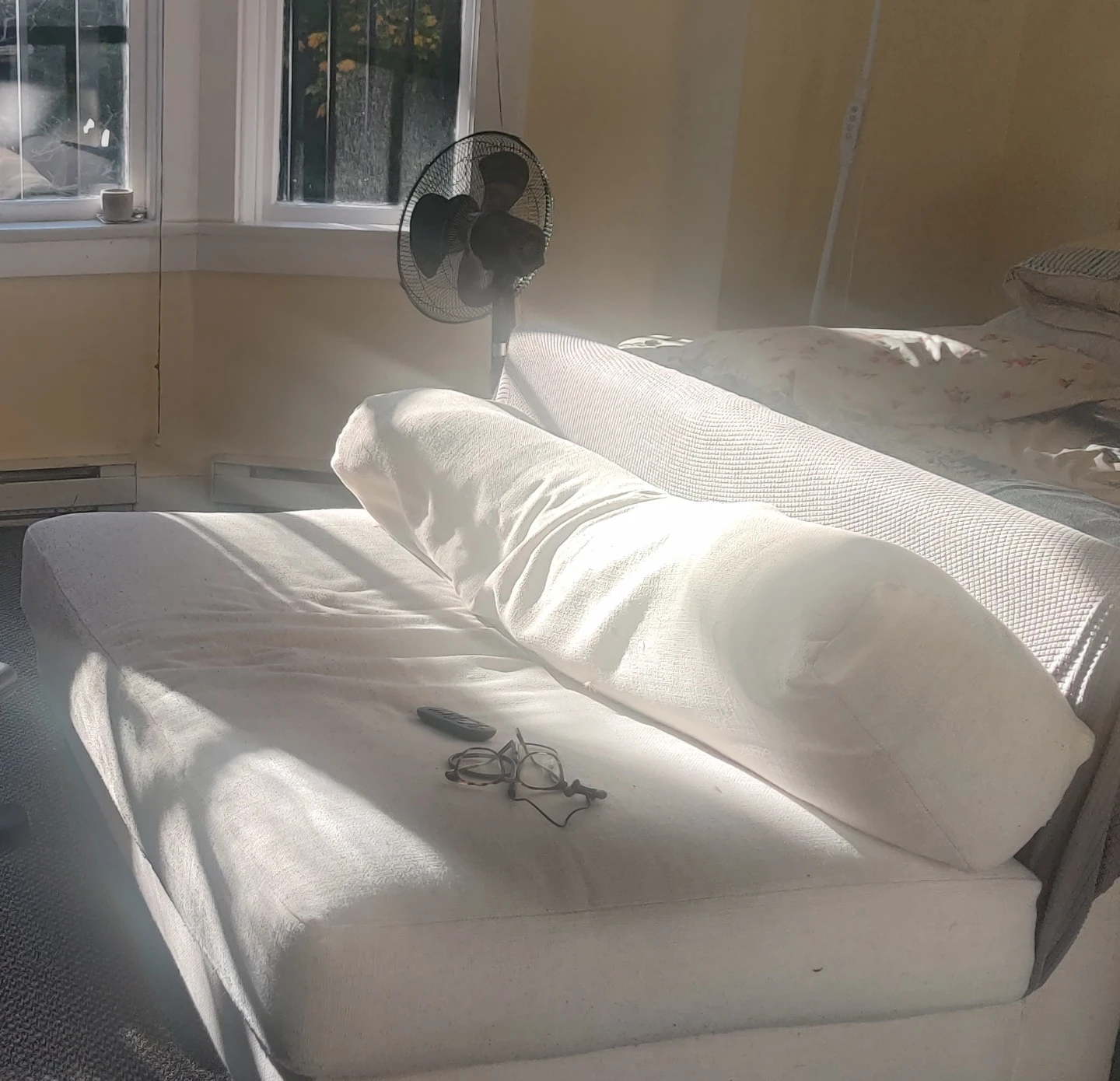 FREEE ! White Sofa with Bolster Pillow