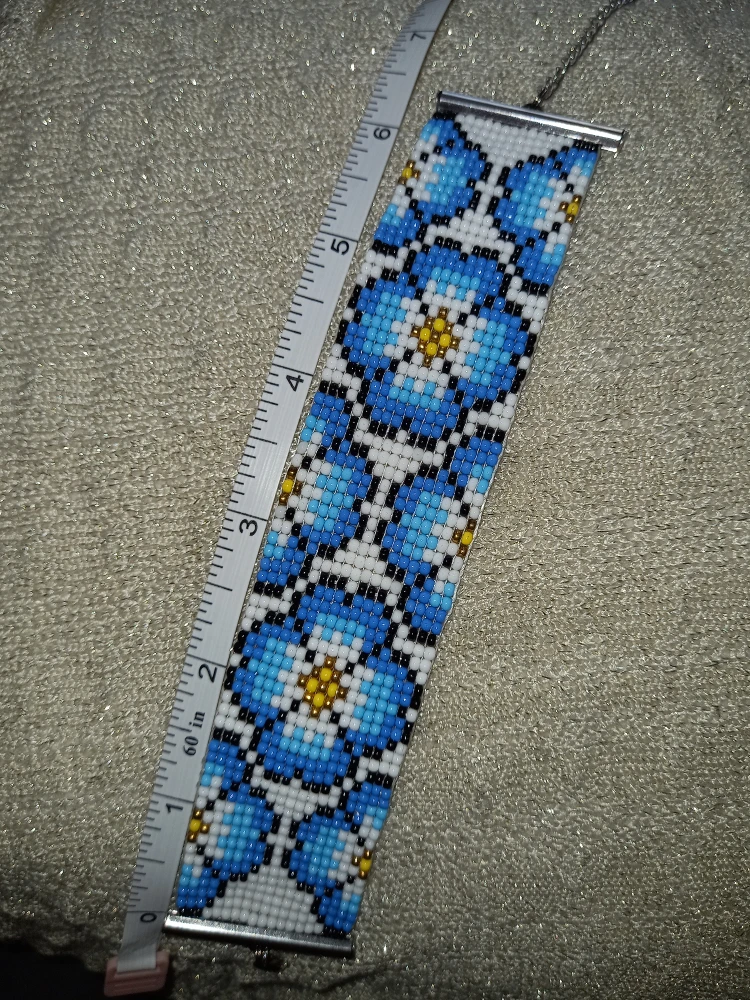 Handmade Beaded Bracelet, Floral Design - photo 3