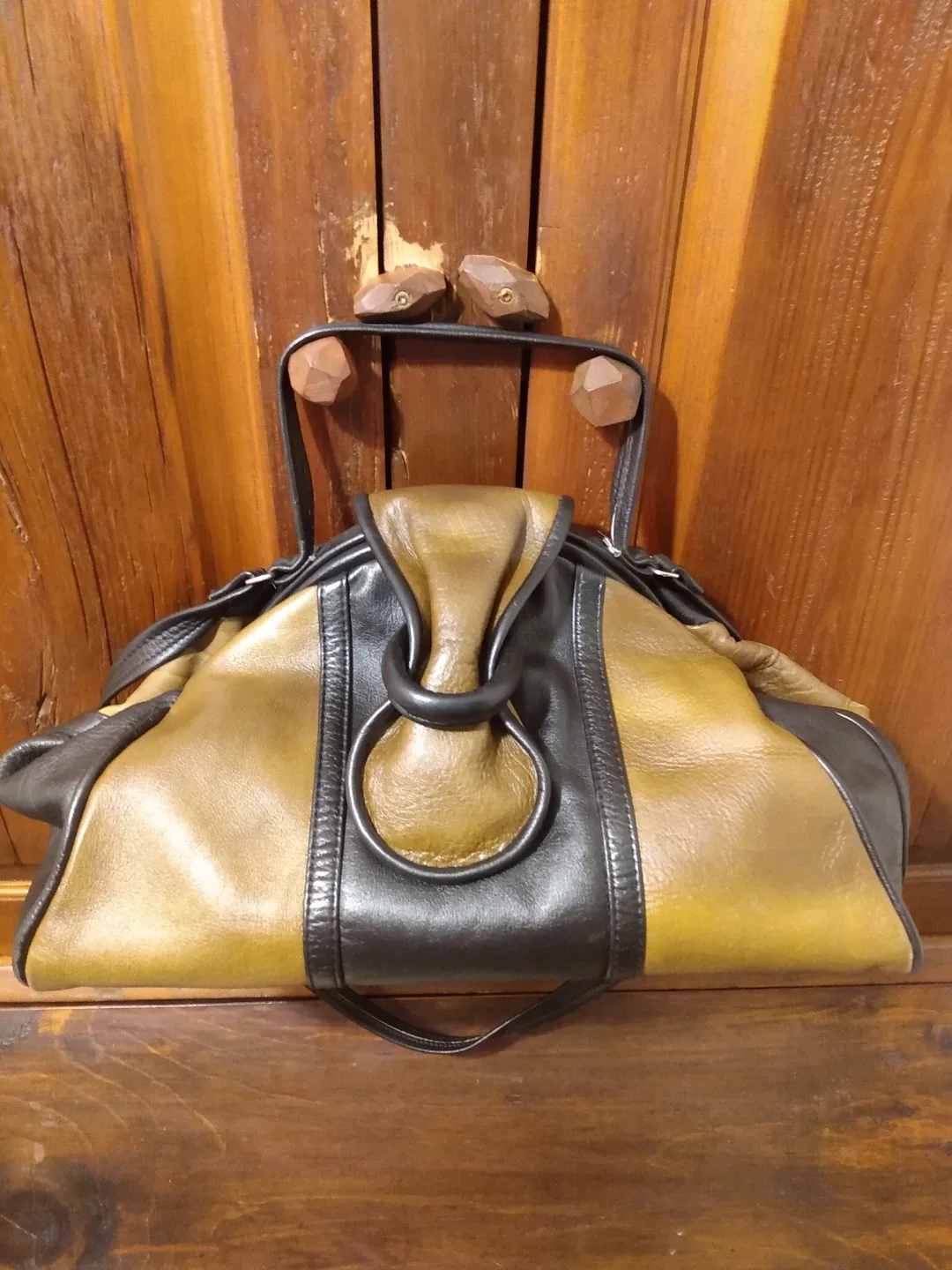 Unique Two-Tone Leather Handbag