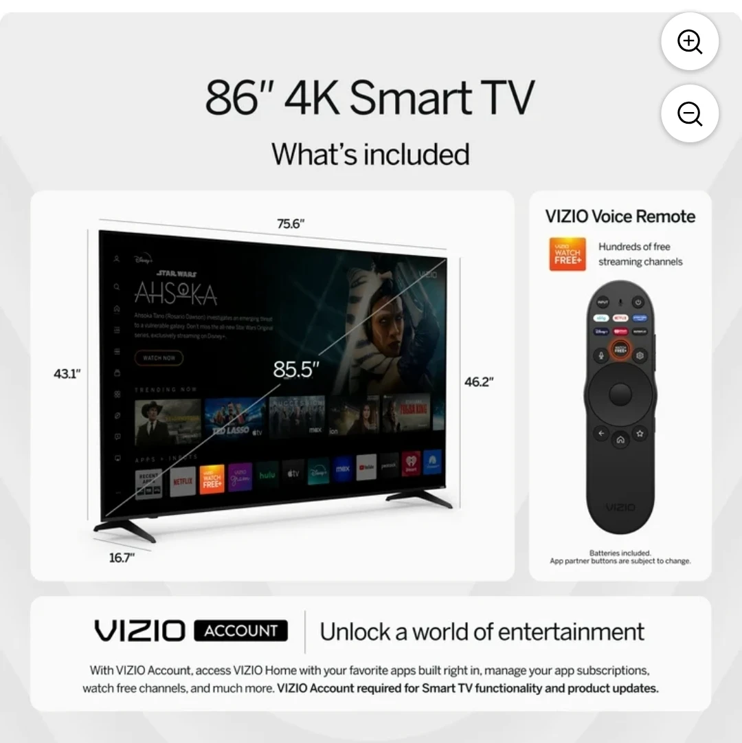 VIZIO 86 Inch 4K UHD LED Smart TV Bluetooth - photo 2