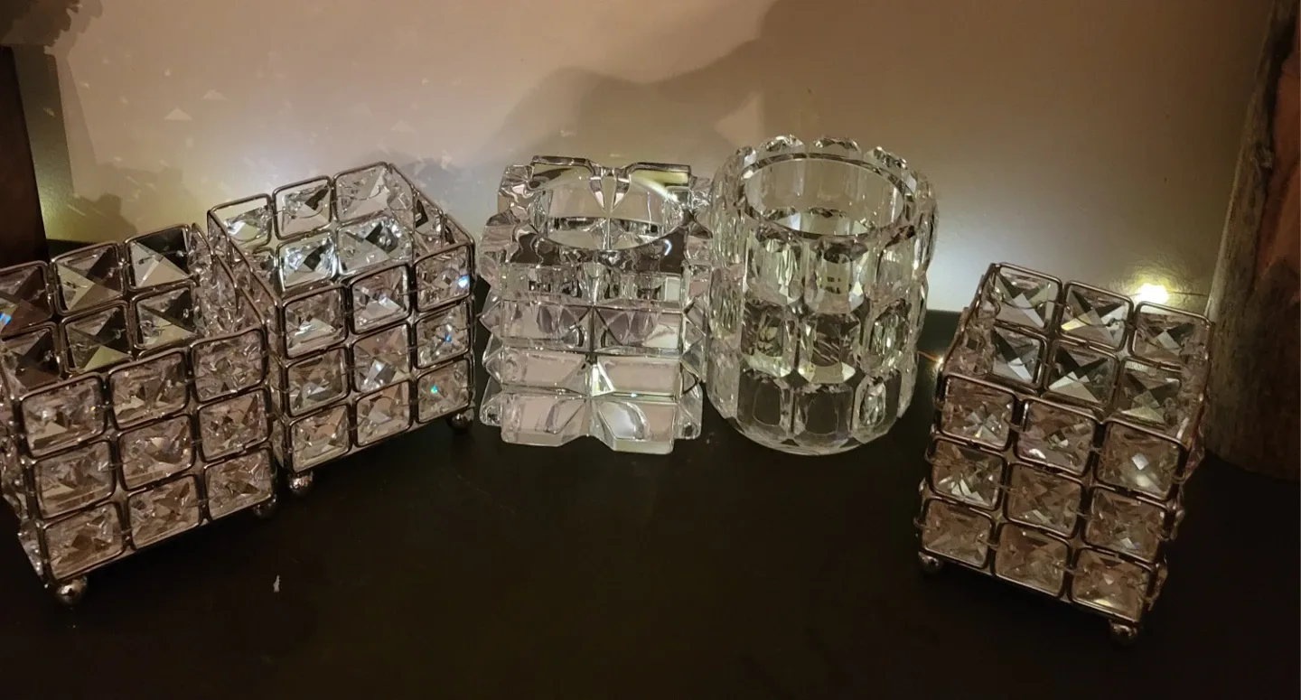 Set of 5 Crystal Tealights Candle Holders