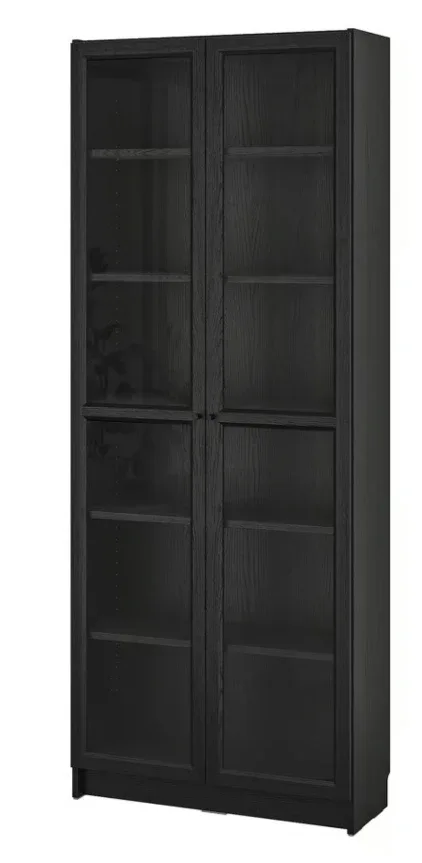 IKEA Billy Bookcase with Glass Doors - Black