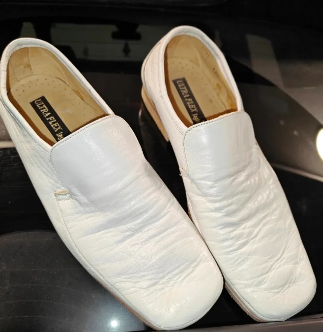 Ultra Flex by Ingledew's White Leather Loafers