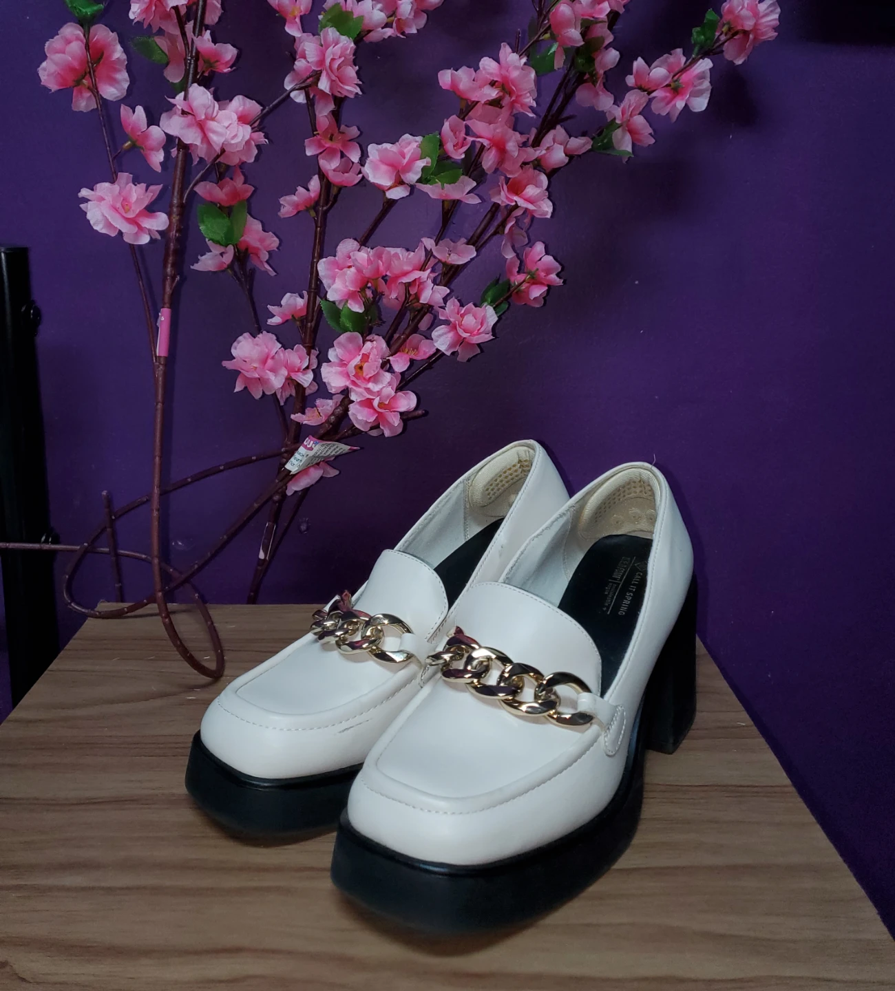Call It Spring White Platform Loafers -- Size 8