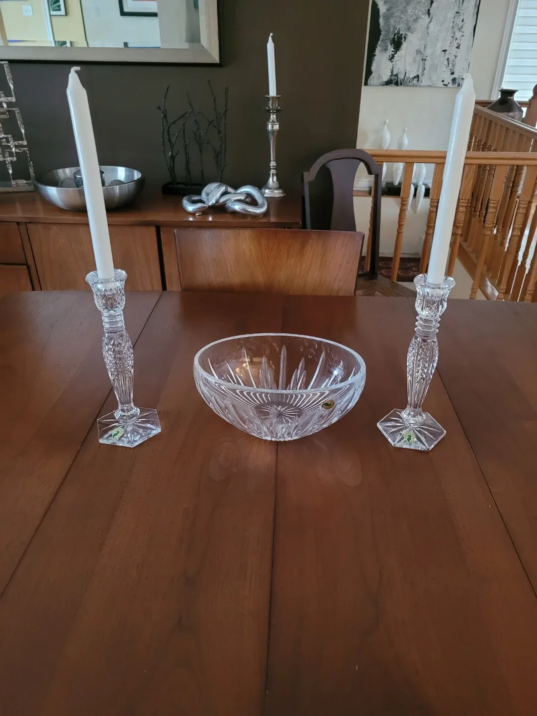 Waterford Crystal Bowl - Elegant Design & Candle Holders