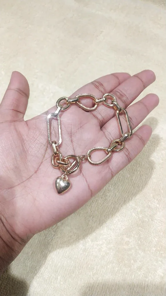 Gold Heart Charm Bracelet