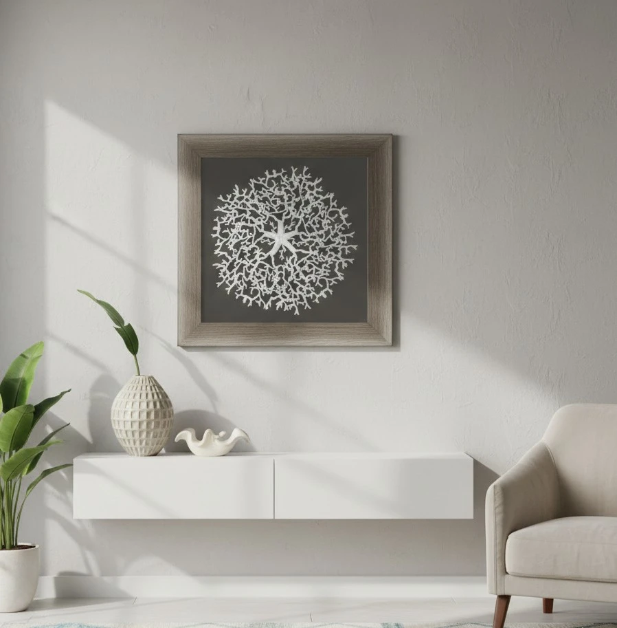Coral Shadow Box Art - 35.5" x 35.5"