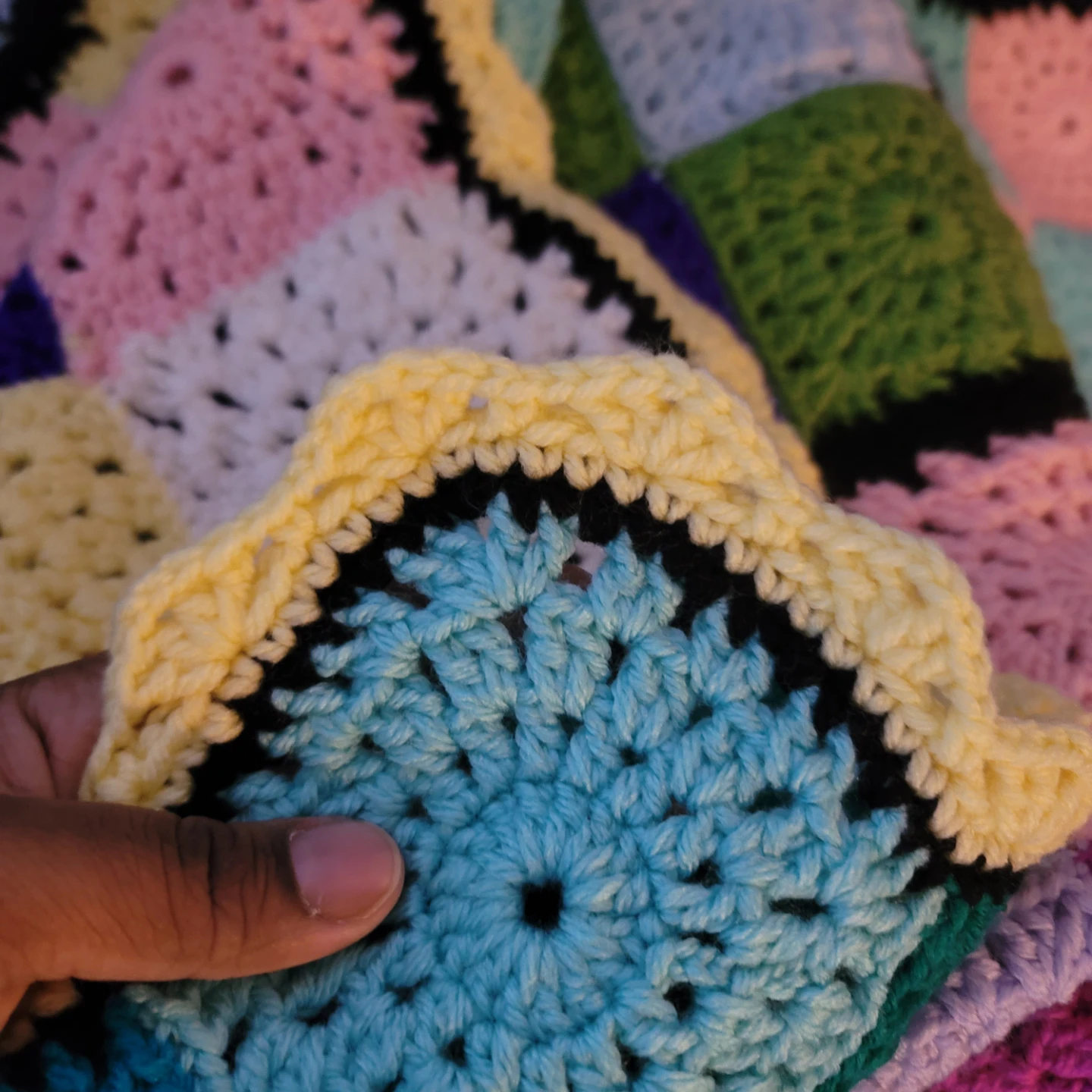 Handmade Crochet Granny Square Blanket 80" × 85" - photo 3
