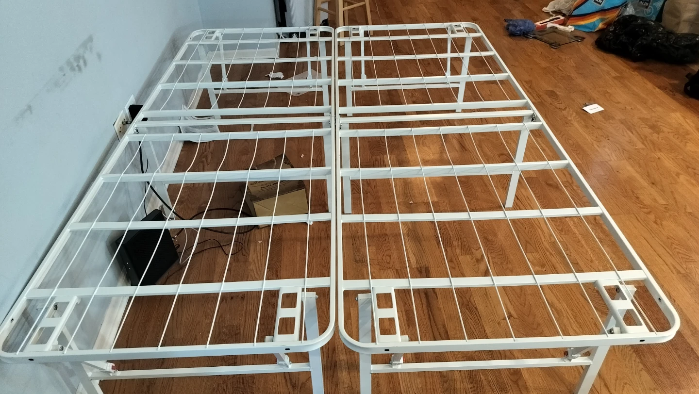 White Metal Folding  Queen Bed Frame 18inch