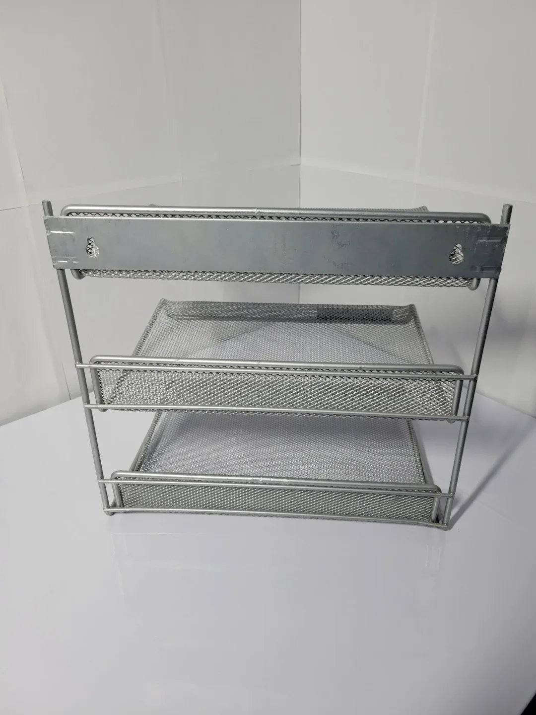 Silver Metal Mesh 3-Tier Desk Organizer image indicator(4)
