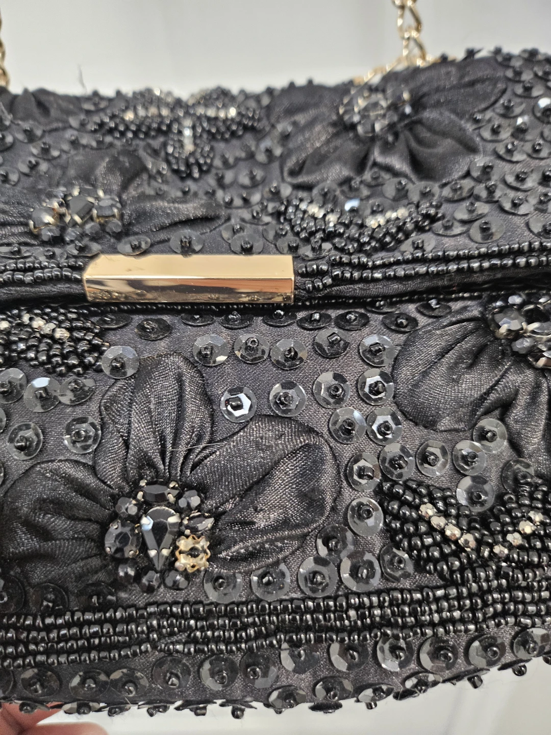 ZARA sac à main noir orné de perles et sequins - photo 3