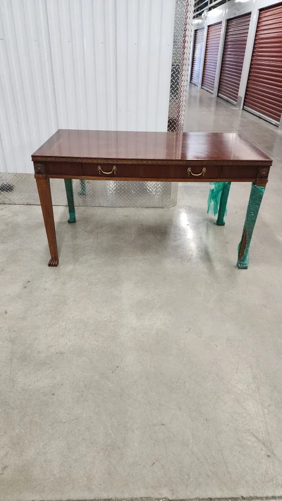 Wooden Desk with Lion Carvings