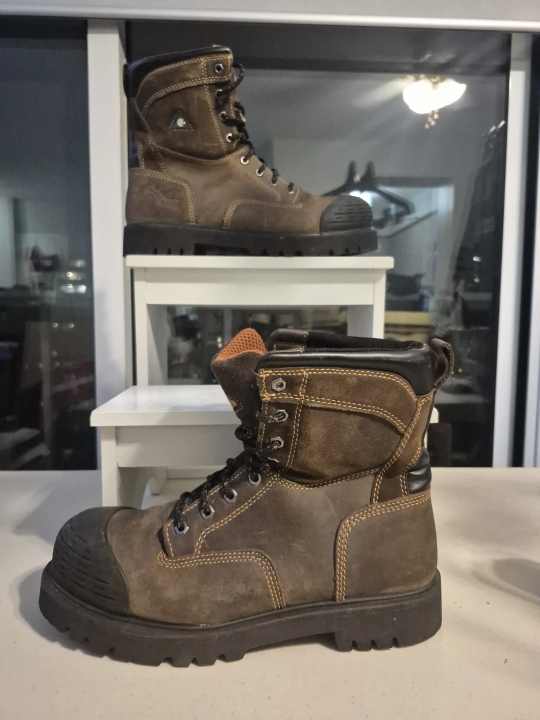 Workload Brown Leather Work Boots Steel Toe Size - 10