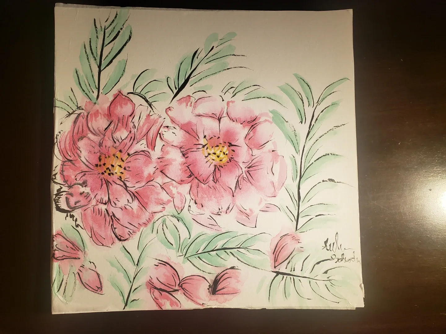 Original Chinese Watercolour 13x13 inch