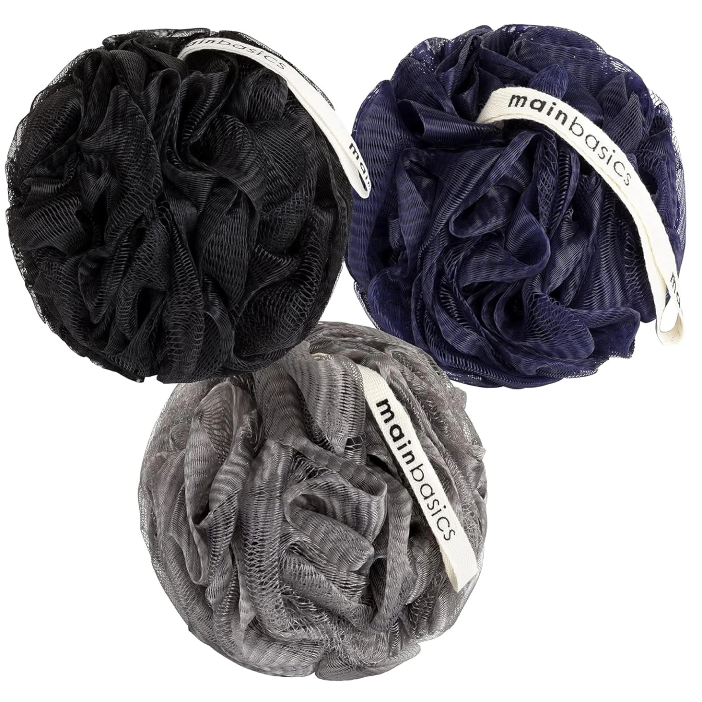MainBasics Bath Shower Loofah Sponge Pouf Body Scrubber