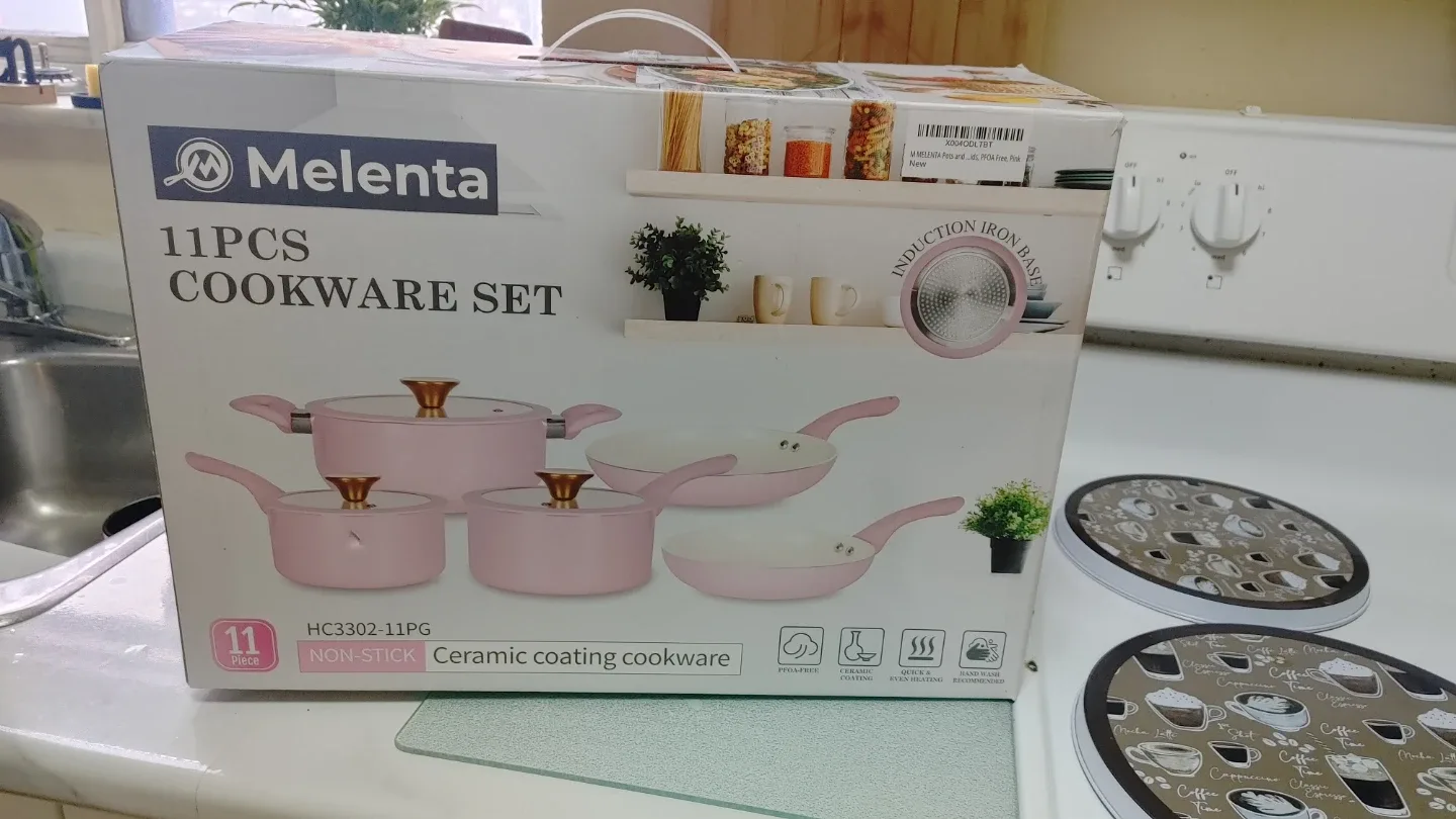 New Melenta 11-Piece Pink Cookware Set image indicator(2)
