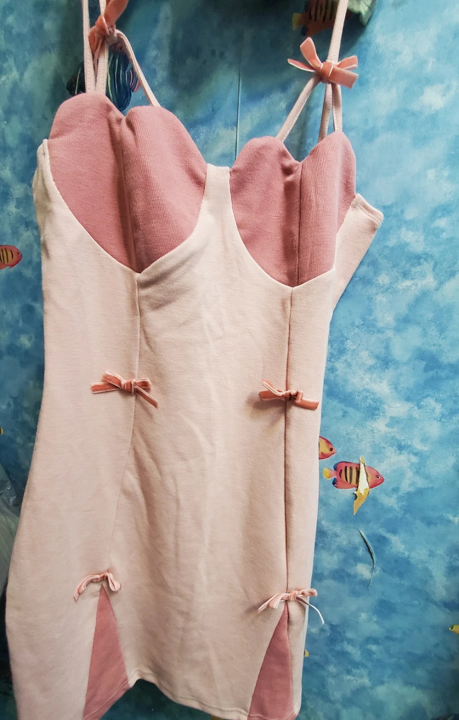 Spaghetti Strap Pink Bow Dress