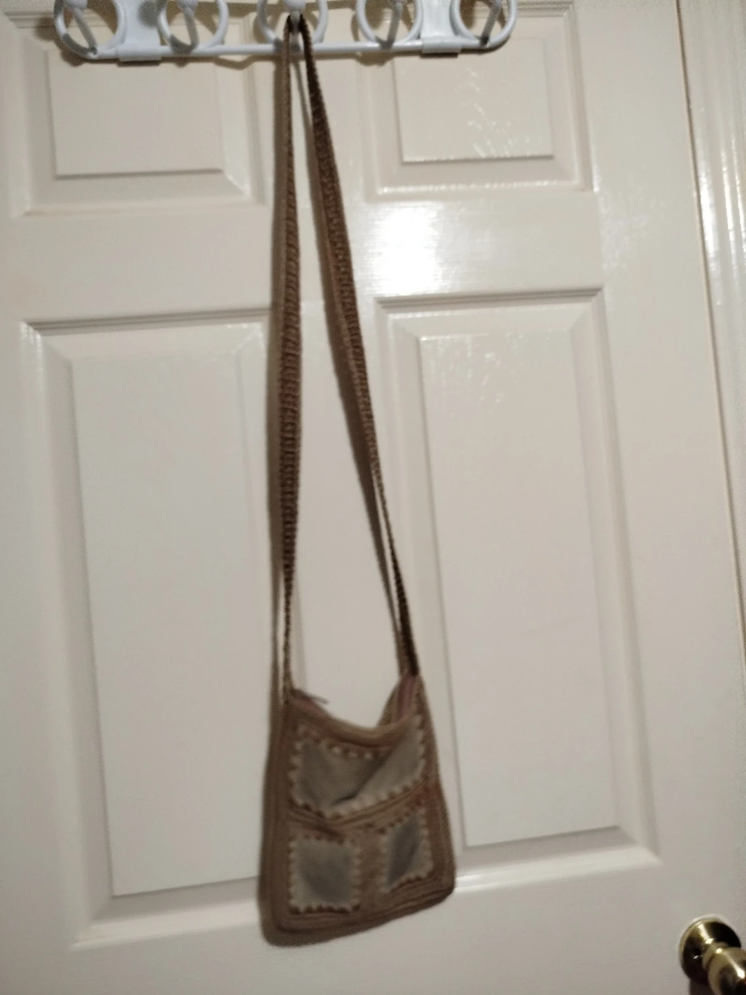 Vintage Handmade Crochet & Fabric Purse