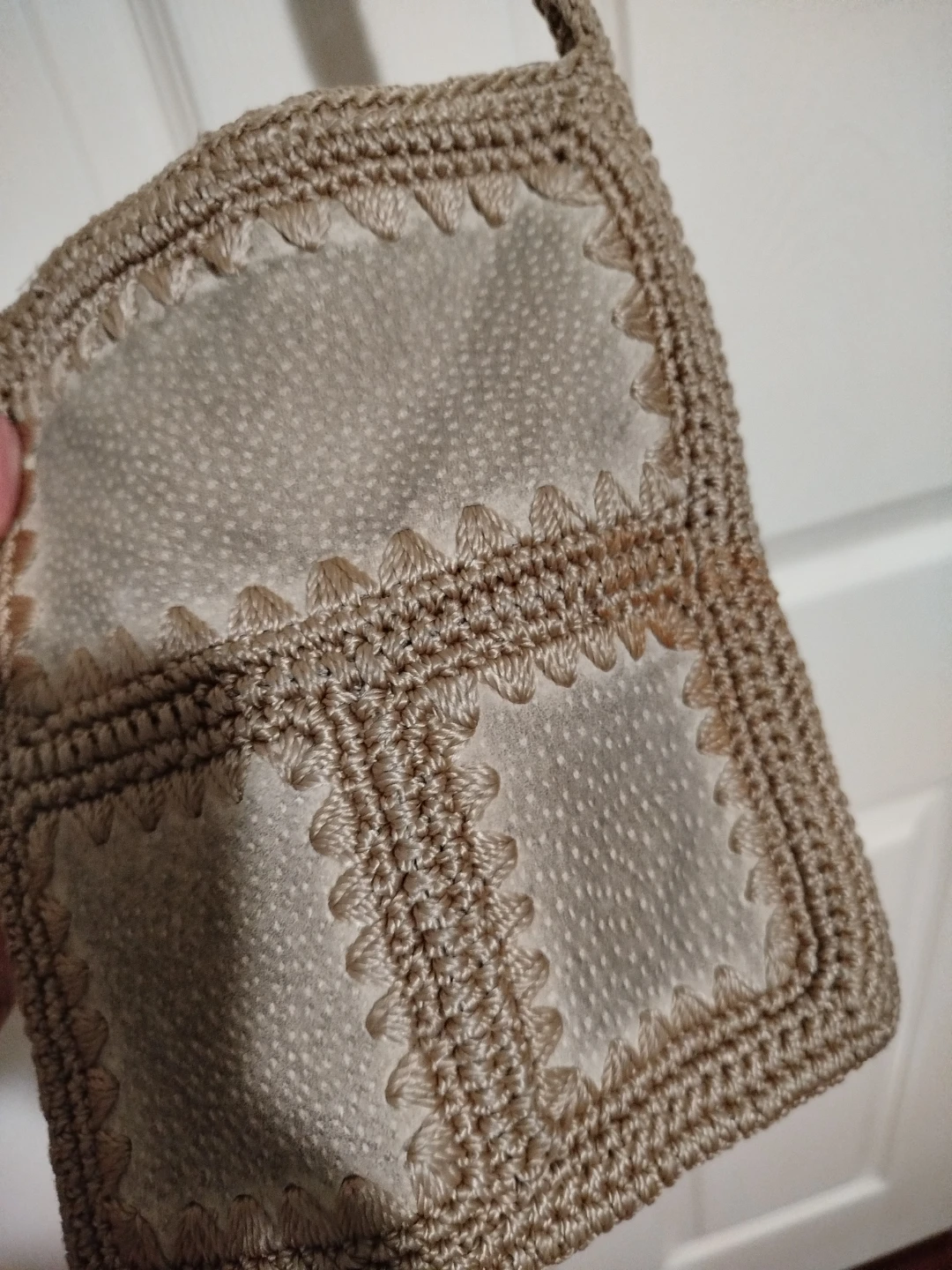 Vintage Handmade Crochet & Fabric Purse - photo 3