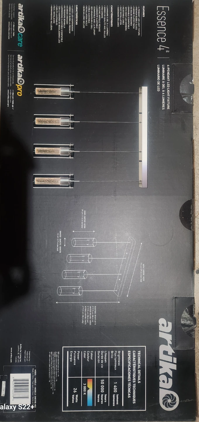 Artika Essence 4 LED Pendant Light - New in Box! - photo 2