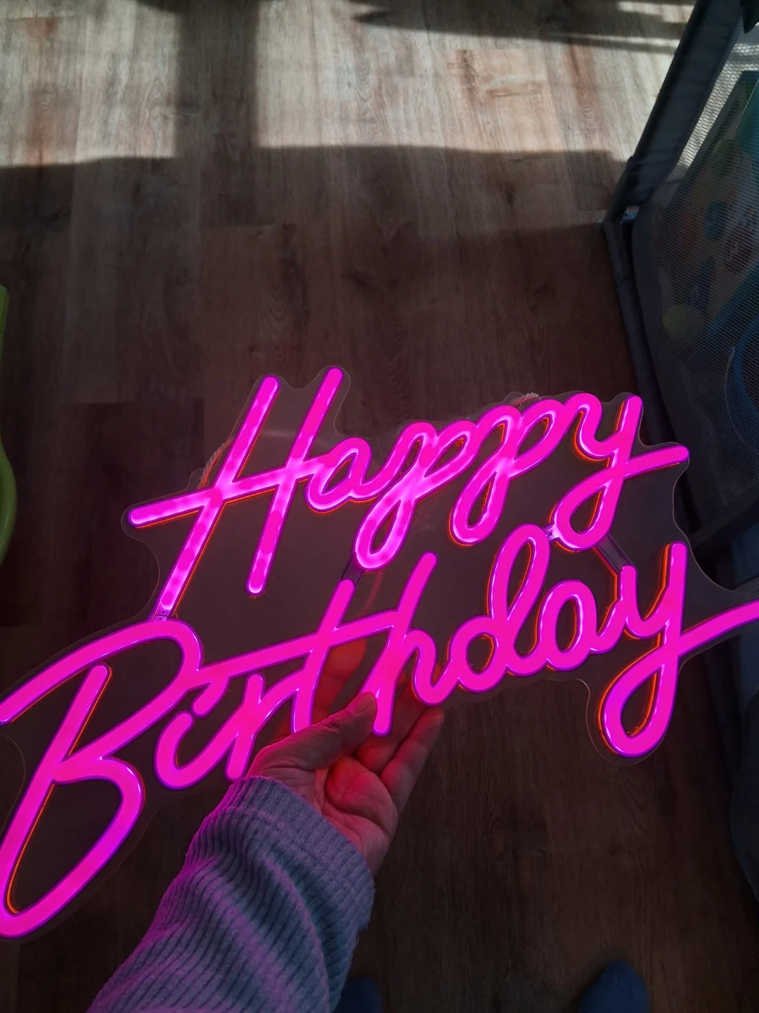 Happy Birthday Neon Sign, Pink, 17x12 inch