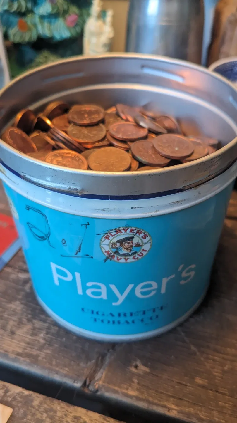 Vintage Player's Navy Cut Tobacco Tin and 6 pounds of Pennies