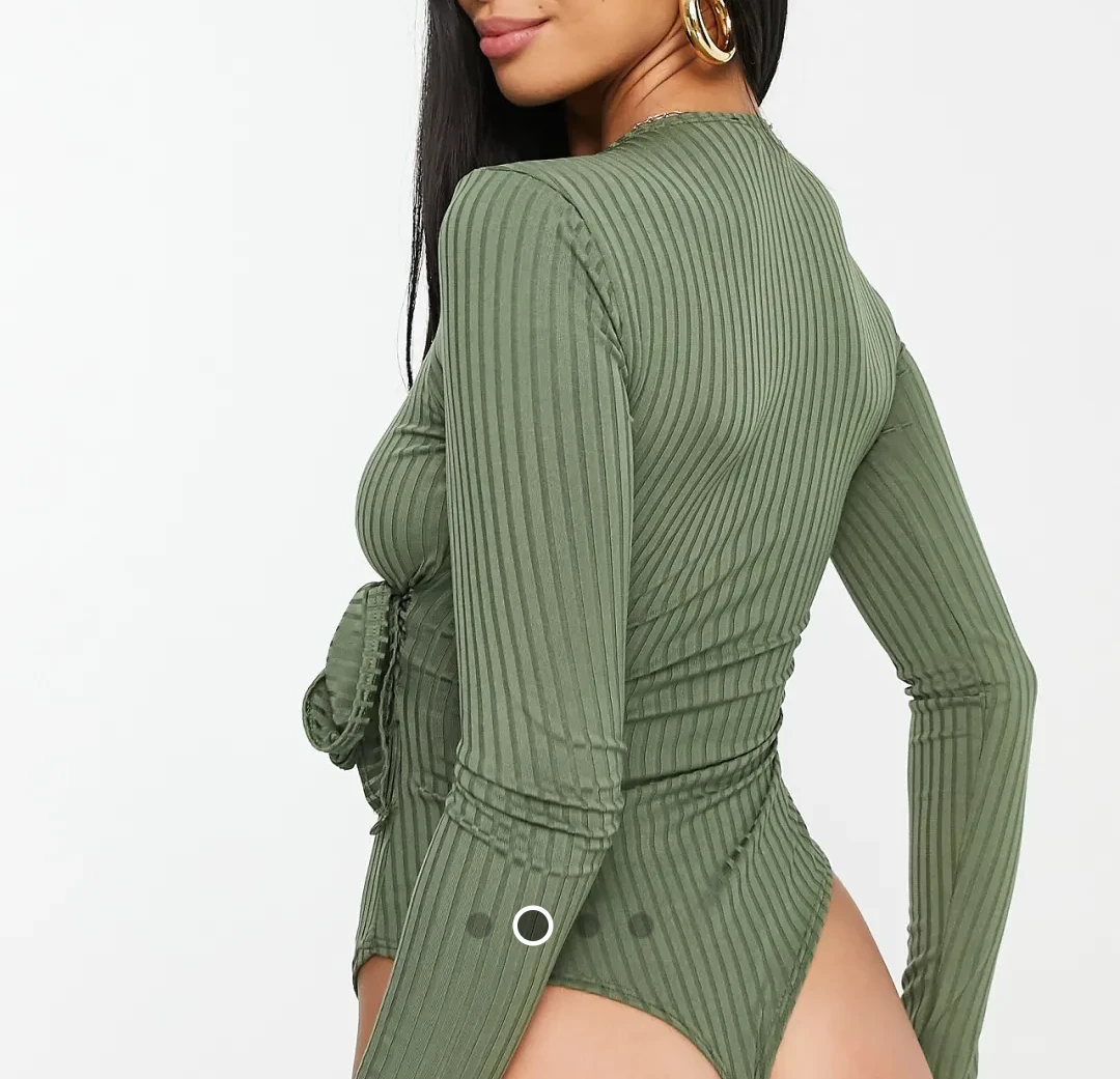 ASOS Design Petite size 6 Wrap Bodysuit - Olive Green unworn - photo 2