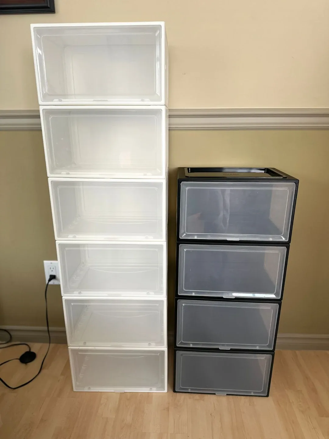 Shoe Storage Boxes - White & Black