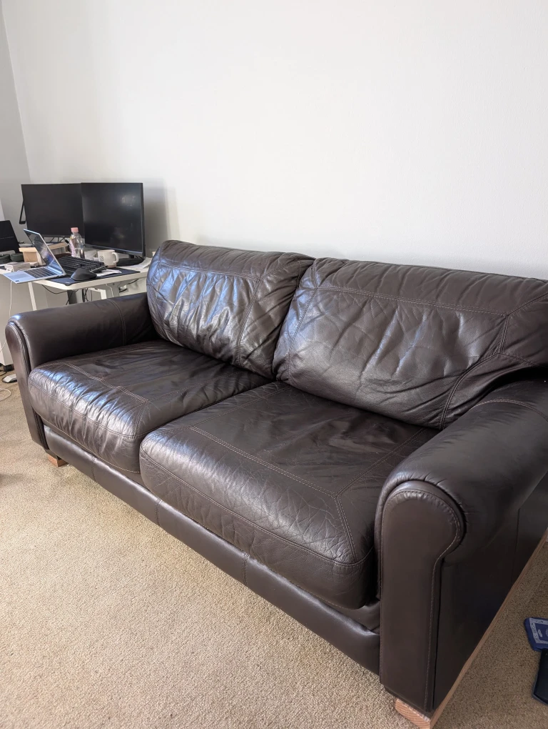 Brown Leather Sofa - photo 5