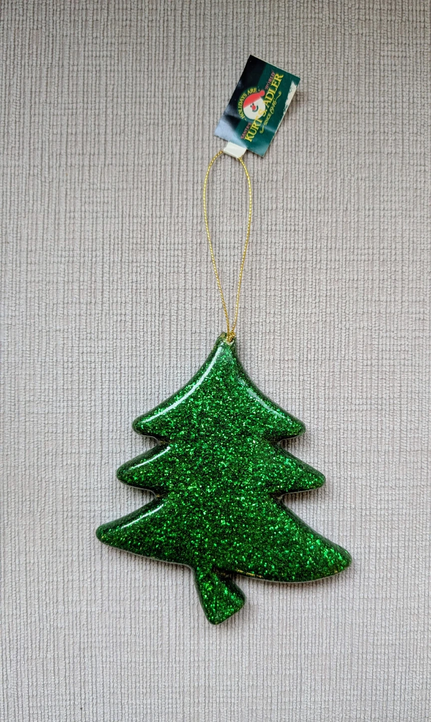 Brand New with Tags Green Glitter Christmas Tree Ornament