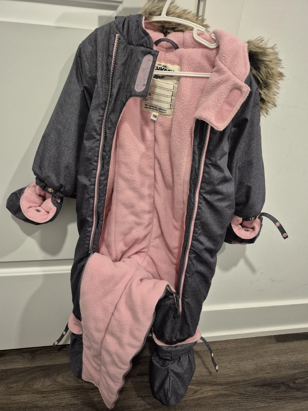 OshKosh B'gosh 18M Snowsuit - Grey & Pink - photo 2
