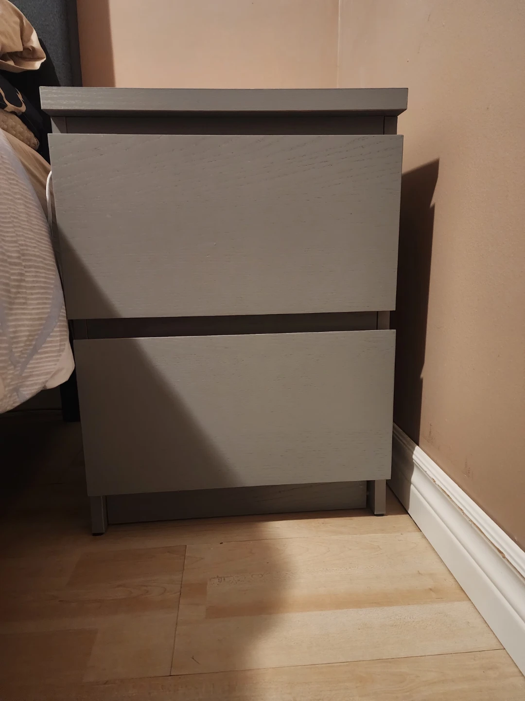 Grey 2-Drawer Nightstand