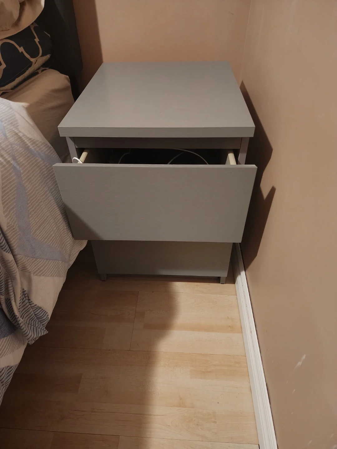 Grey 2-Drawer Nightstand - photo 2