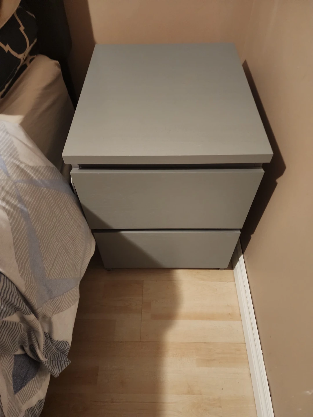 Grey 2-Drawer Nightstand - photo 3