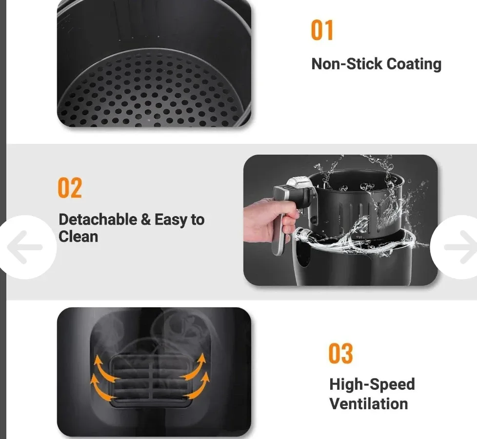 3.5L Air Fryer w/Adjustable Temps image indicator(5)