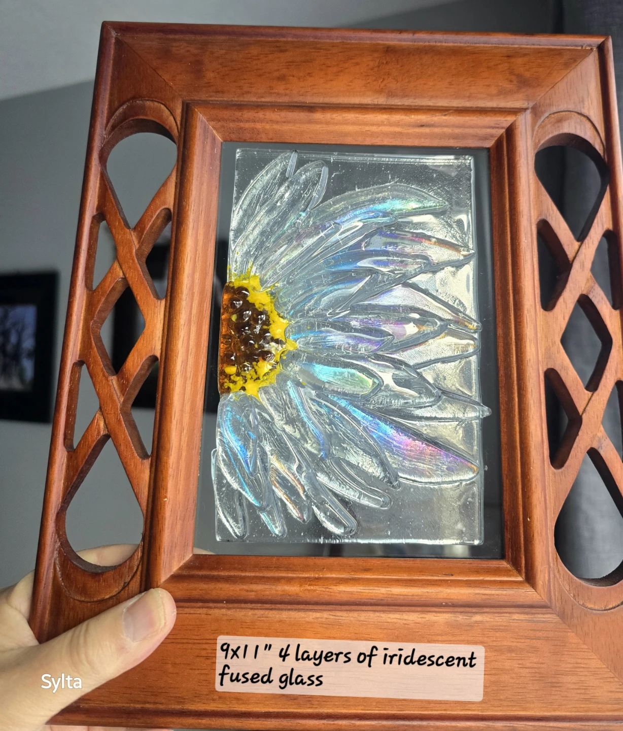 Iridescent Flower Fused Glass