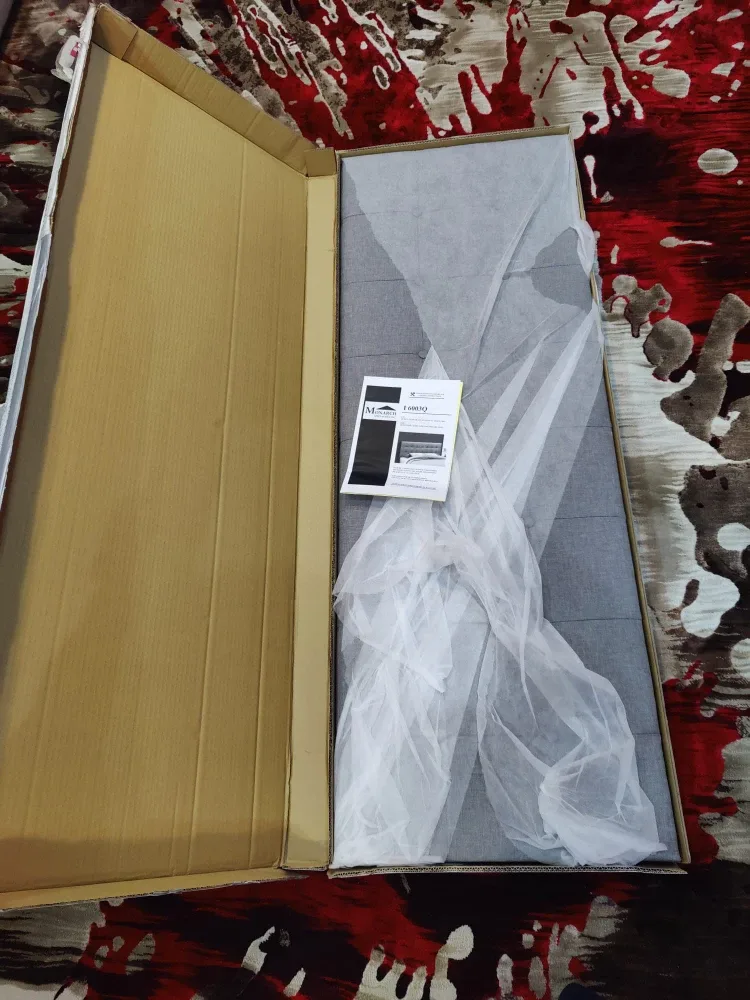 Monarch Specialties Grey Linen Queen Headboard - New in Box