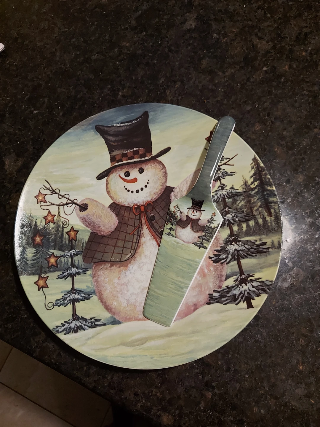 Snowman Plate and Server Set