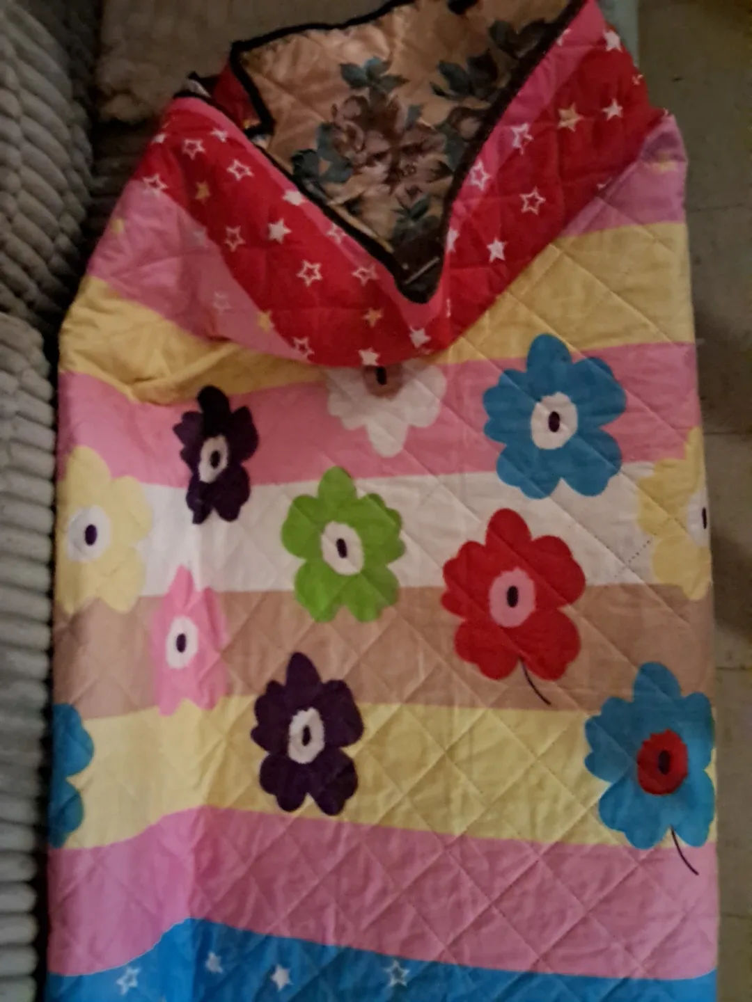 Floral Quilted Blanket 2 sided