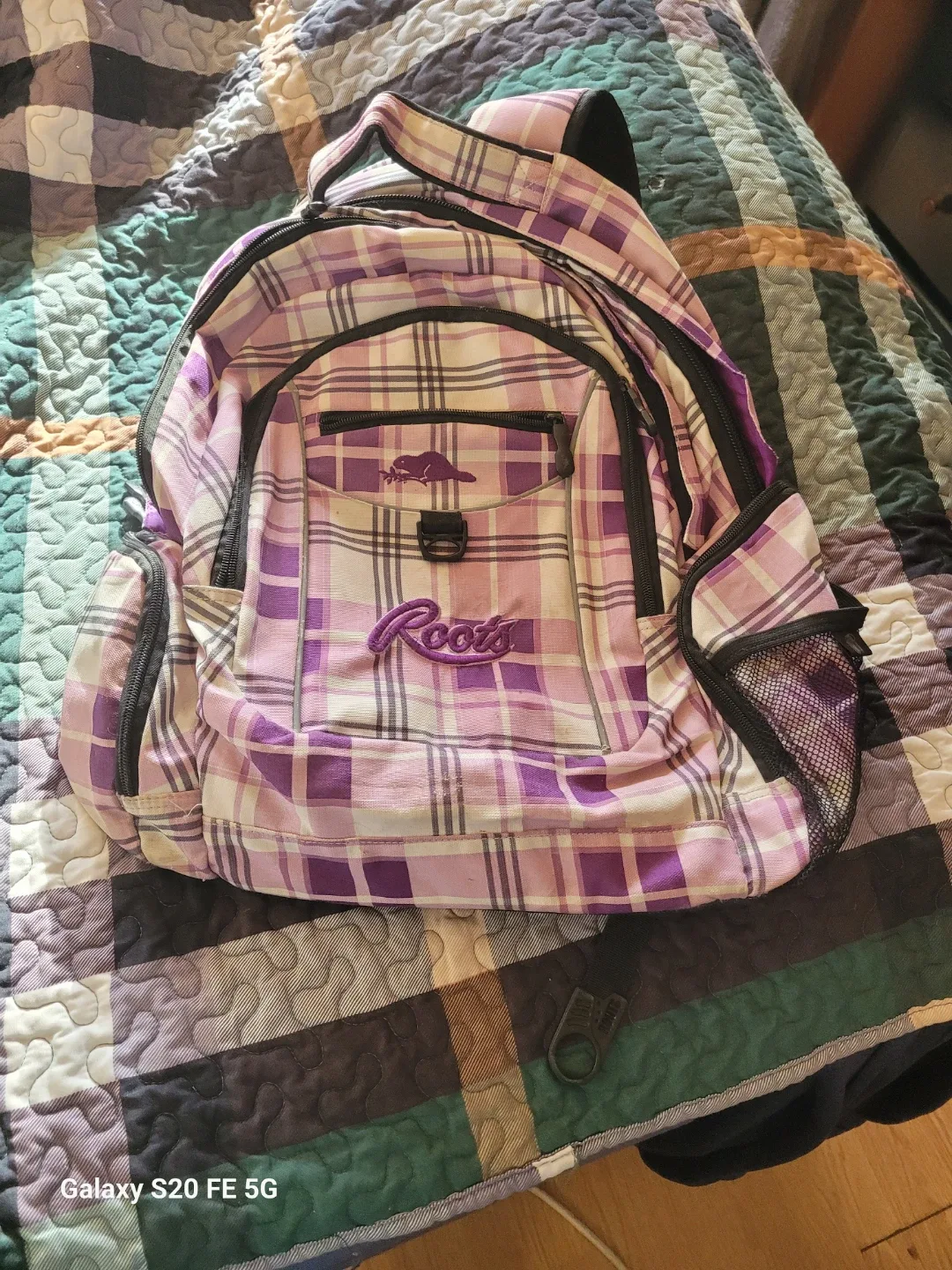 Roots Backpack - Purple Plaid