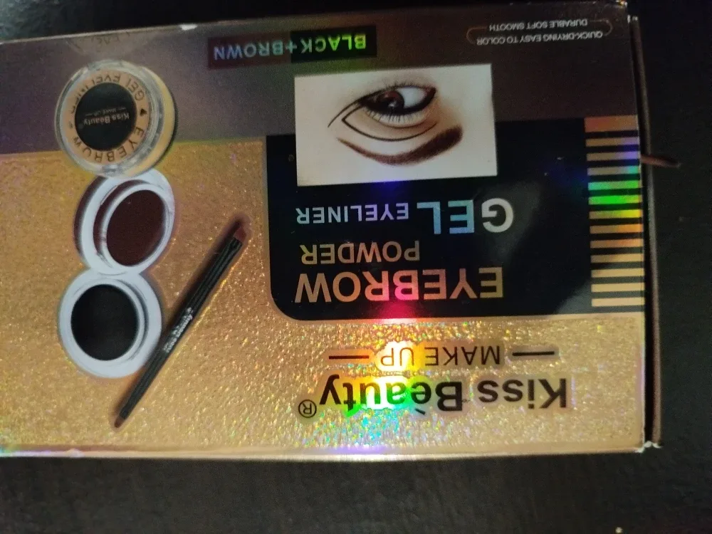 Kiss Beauty Eyebrow Powder & Gel Eyeliner - Black/Brown