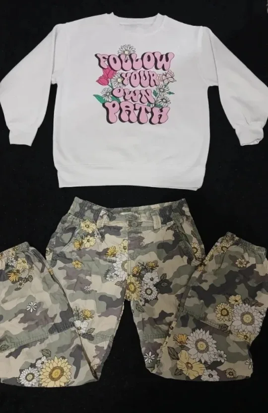 Sweater and Camo Floral Pants Set