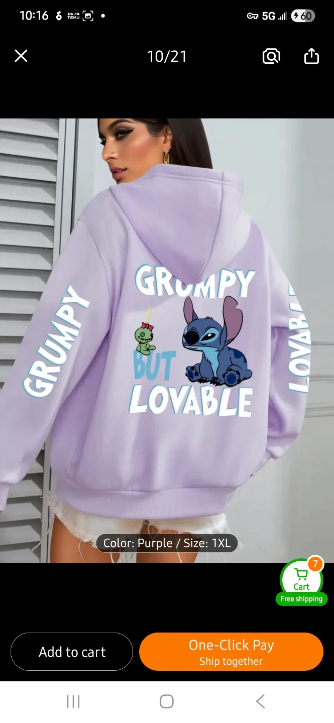 NEW Stitch Grumpy But Lovable Hoodie (XL Sizes Only) 💙
