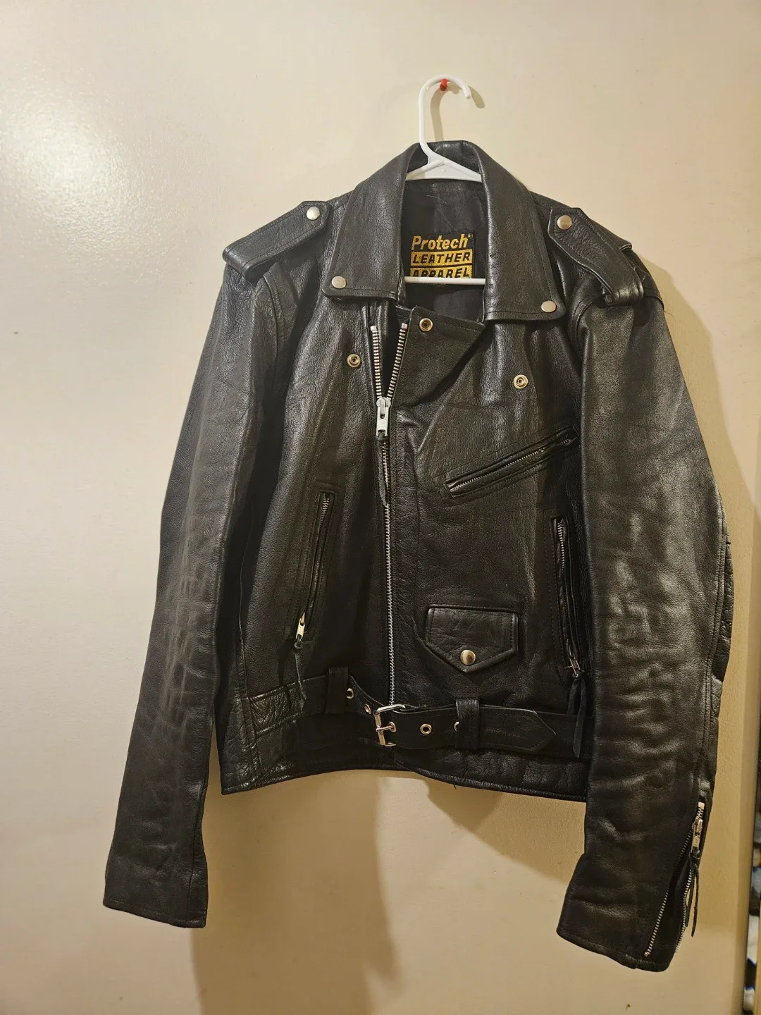 Protech Leather Apparel Black Motorcycle Jacket