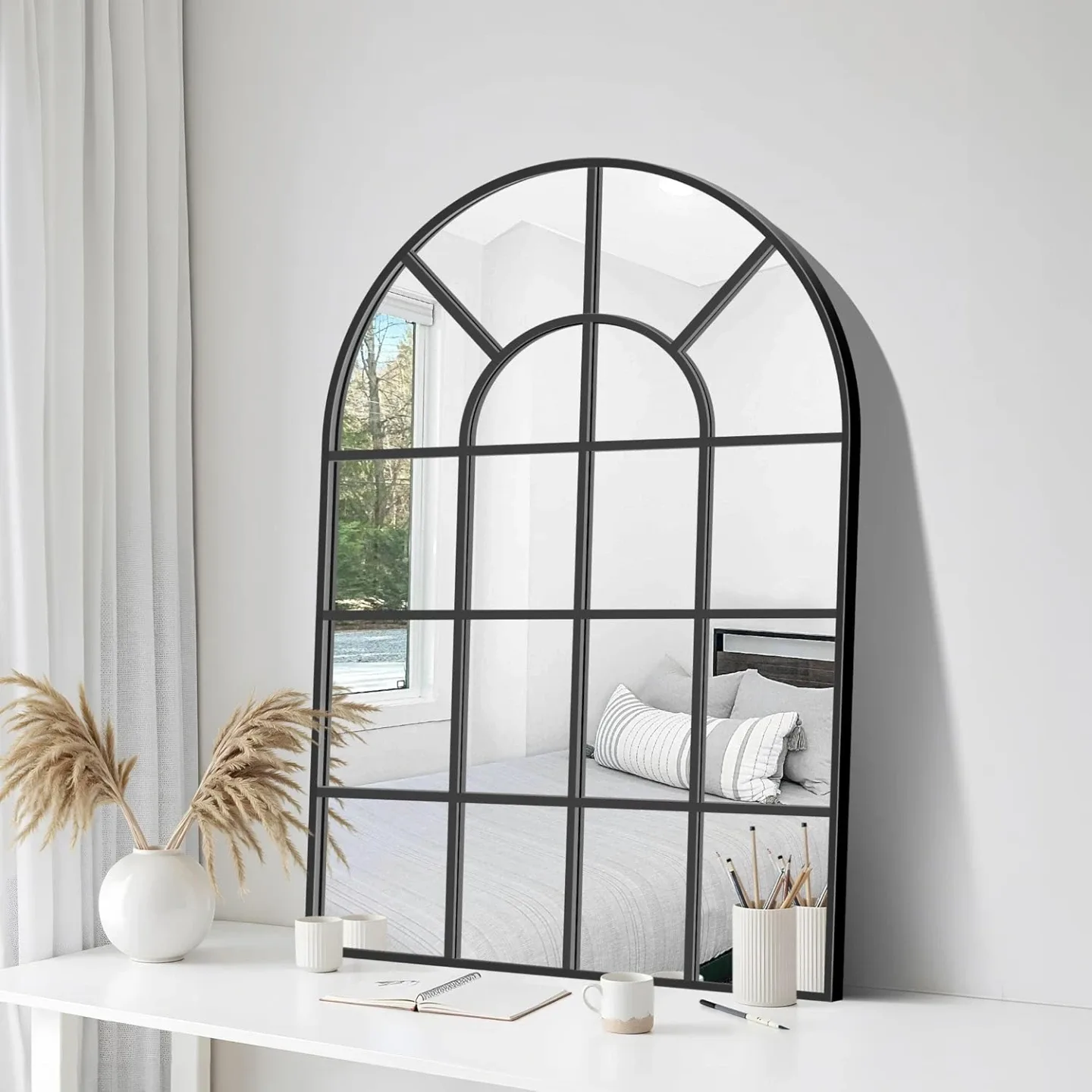 Arched Windowpane Mirror - 24" x 36" image indicator(6)