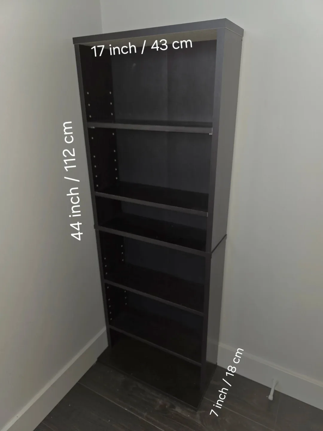 Small Black Bookcase Shelf 44" x 17" x 7" (good for corners)